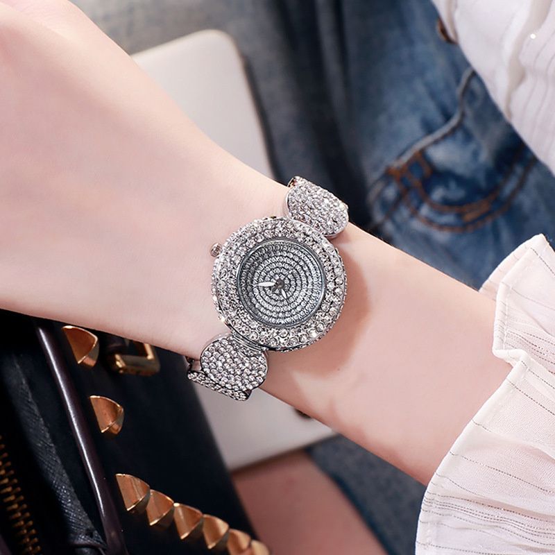 Trendy Women's Rhinestone Mini Dial Watch Luxury All-Diamond Inset Bracelet Wristwatch Fashion Ice Watch with Unique Strap - Quartz Movement