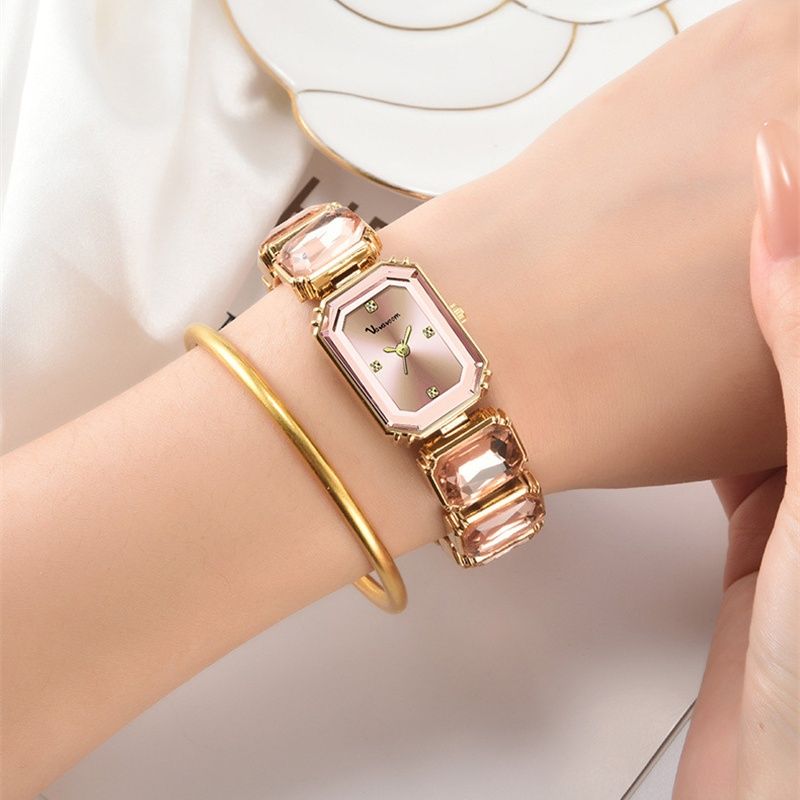 VAVA VOOM 2025 New Trendy Luxury Diamond-Encrusted Women's Watch  Square Dial Waterproof Quartz Ice Watch - Crystal Bracelet Design | Elegant Individuality & Professional Chic Style