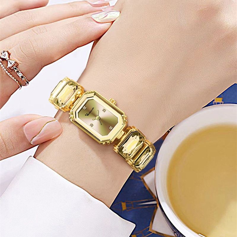 VAVA VOOM 2025 New Trendy Luxury Diamond-Encrusted Women's Watch  Square Dial Waterproof Quartz Ice Watch - Crystal Bracelet Design | Elegant Individuality & Professional Chic Style