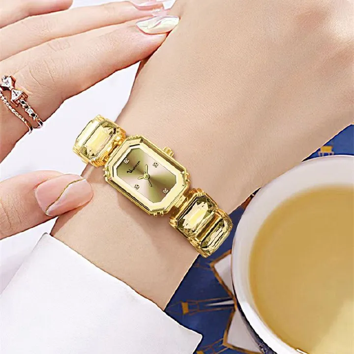 VAVA VOOM 2025 New Trendy Luxury Diamond-Encrusted Women's Watch  Square Dial Waterproof Quartz Ice Watch - Crystal Bracelet Design | Elegant Individuality & Professional Chic Style