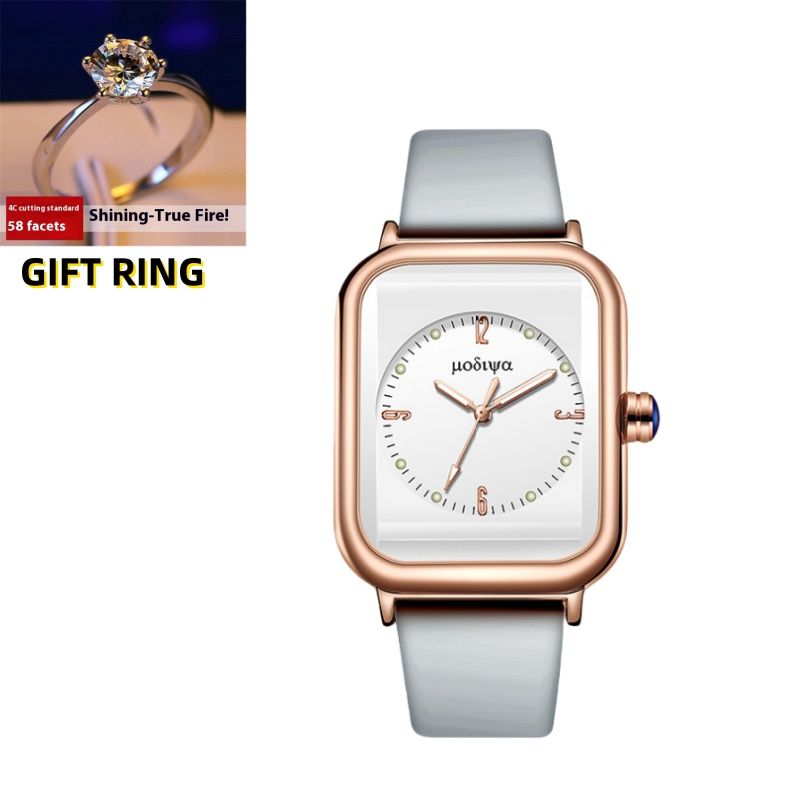 New Fashion Unisex 2-Piece Watch & Ring Set Multi-Color Options Premium Silicone Strap Square Quartz Wristwatch Elegant Business Casual Jewelry for Men & Women