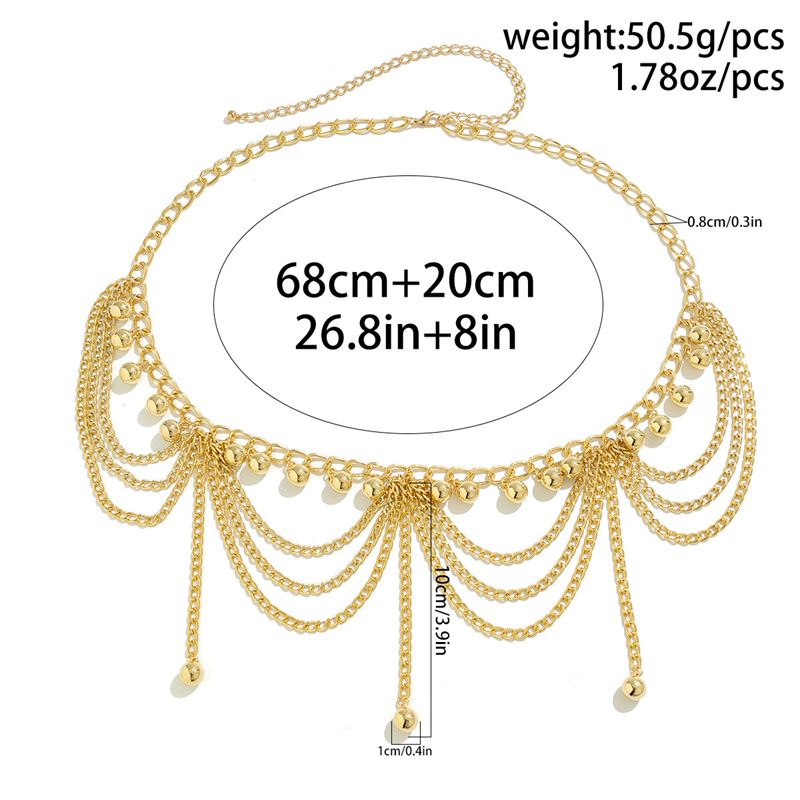 Hot-selling Women's Gold-tone Multi-layer Belly Chain Boho Layered Chains with Ball Charms Fashion Decorative Body Jewelry for Belly Dance Beach Party Festival Daily Wear