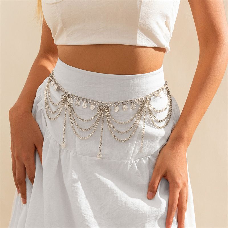 Hot-selling Women's Gold-tone Multi-layer Belly Chain Boho Layered Chains with Ball Charms Fashion Decorative Body Jewelry for Belly Dance Beach Party Festival Daily Wear