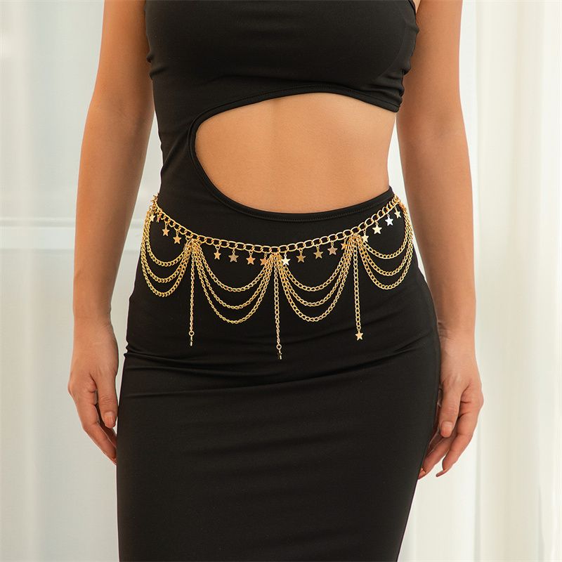 Hot-selling Women's Gold-tone Multi-layer Belly Chain Boho Layered Chains with Ball Charms Fashion Decorative Body Jewelry for Belly Dance Beach Party Festival Daily Wear