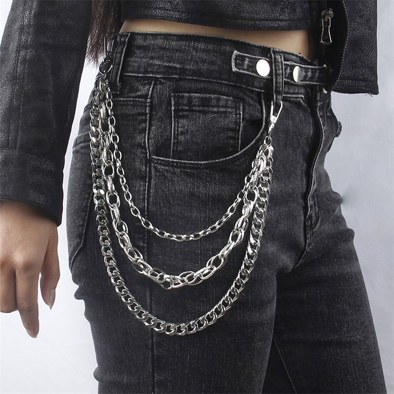 New Unisex Pant Chain Multi Layered Metallic Punk Boyfriend Style Streetwear Accessory Durable Metal For Jeans Pants Men Women Trendy Unique Body Jewelry