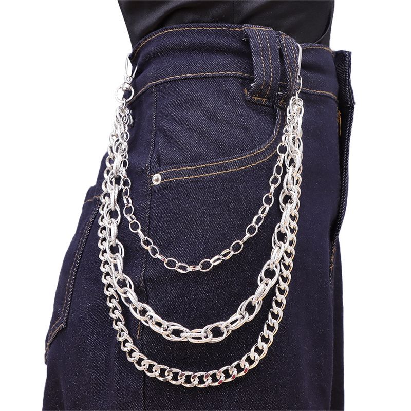 New Unisex Pant Chain Multi Layered Metallic Punk Boyfriend Style Streetwear Accessory Durable Metal For Jeans Pants Men Women Trendy Unique Body Jewelry