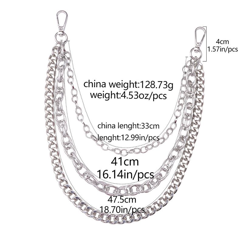 New Unisex Pant Chain Multi Layered Metallic Punk Boyfriend Style Streetwear Accessory Durable Metal For Jeans Pants Men Women Trendy Unique Body Jewelry