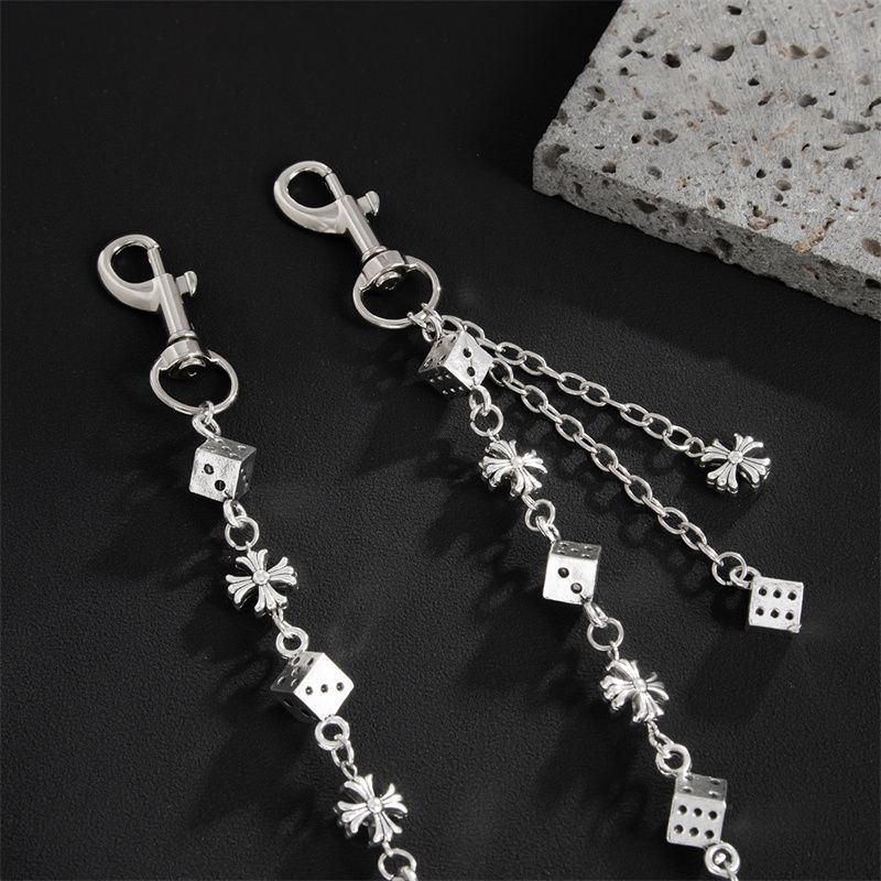 Euro-American Premium Men's Hip-Hop Pants Chain Pearl Beaded with Flower & Cross Pendants Multi-Layer Design Jeans Waist Chain Fashion Accessory for African Men Daily Street Wear