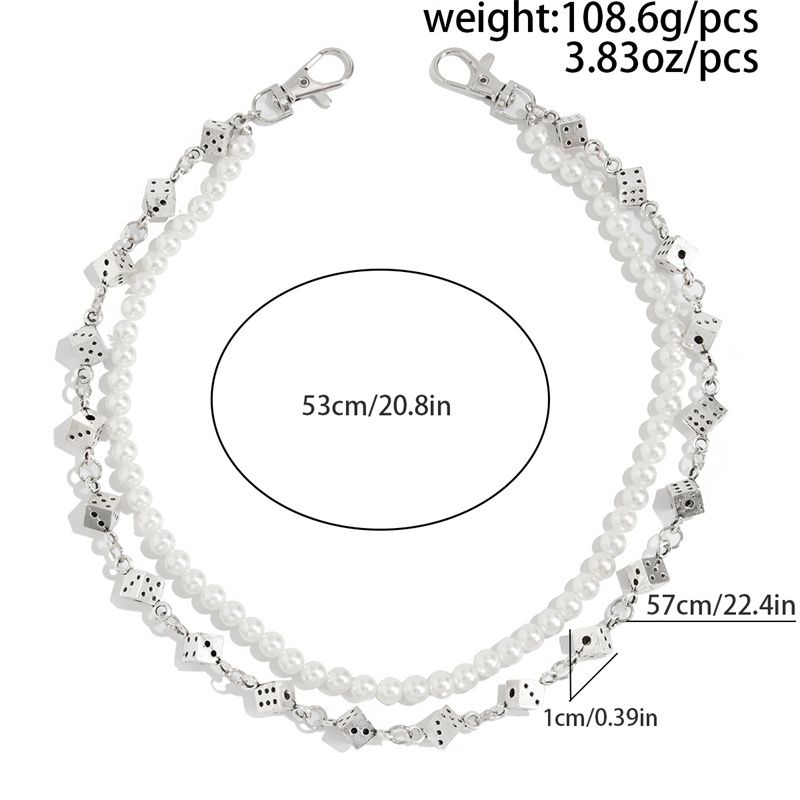 Euro-American Premium Men's Hip-Hop Pants Chain Pearl Beaded with Flower & Cross Pendants Multi-Layer Design Jeans Waist Chain Fashion Accessory for African Men Daily Street Wear