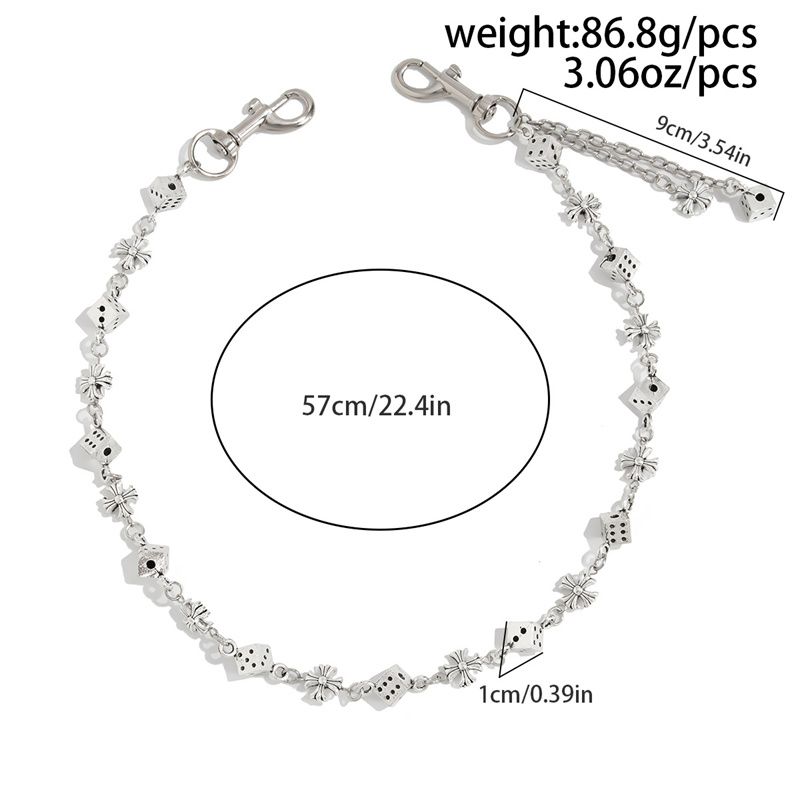 Euro-American Premium Men's Hip-Hop Pants Chain Pearl Beaded with Flower & Cross Pendants Multi-Layer Design Jeans Waist Chain Fashion Accessory for African Men Daily Street Wear