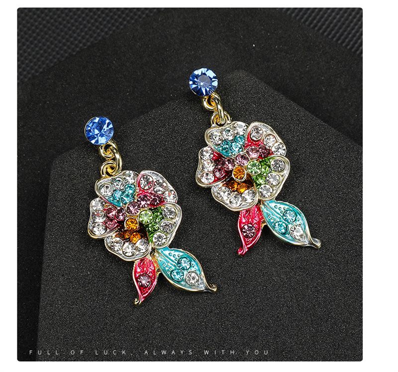 Fashion Luxury Women's 2-Piece Jewelry Set Rose-Shaped Statement Multi-Colored Crystal Necklace & Earrings Exaggerated Design Elegant Bride Accessory for African Women Wedding Party Daily Wear