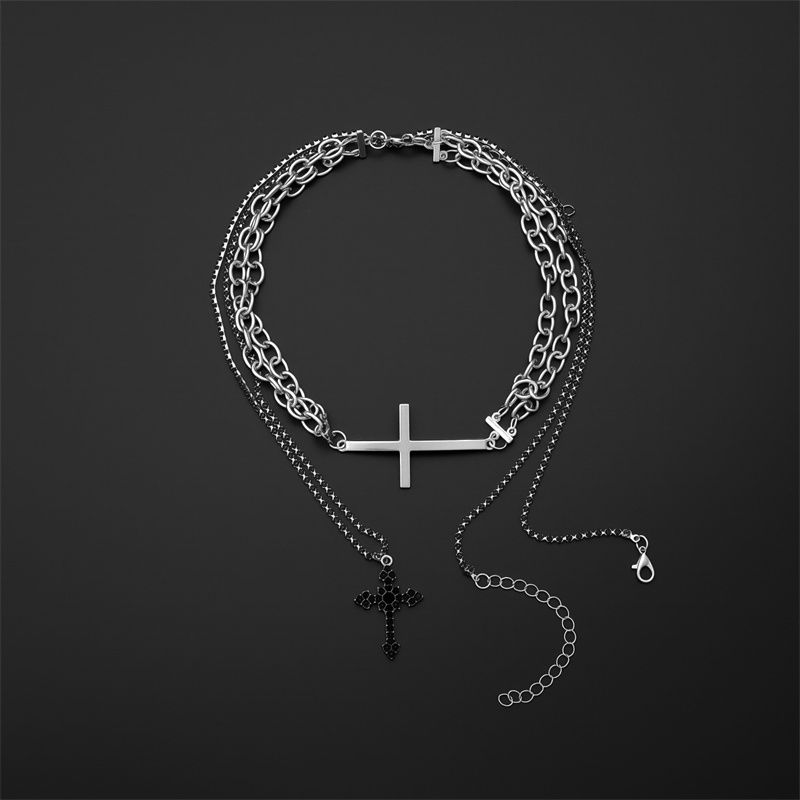 2026 New Arrival Edgy Trendy Women's Layered Necklace Set Cross Star Moon Pendants Stackable Choker & Sweater Chain Unisex Daily Party Streetwear Fashion Jewelry