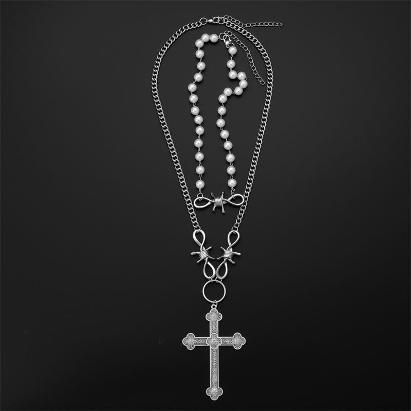 2026 New Arrival Edgy Trendy Women's Layered Necklace Set Cross Star Moon Pendants Stackable Choker & Sweater Chain Unisex Daily Party Streetwear Fashion Jewelry