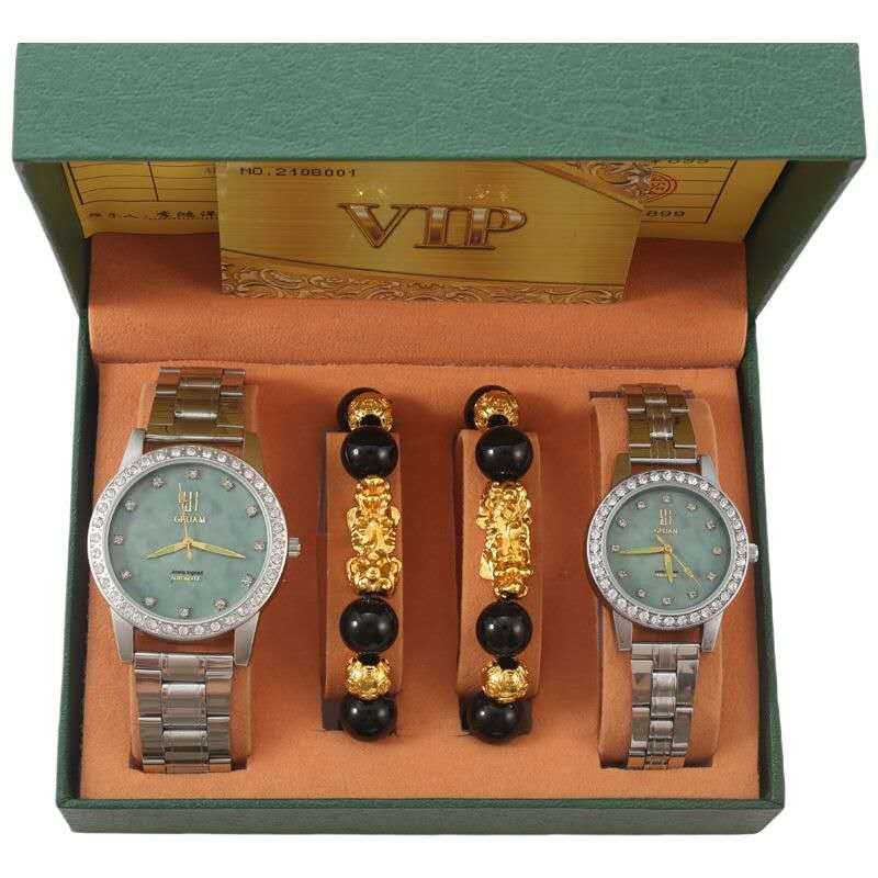 2 Pcs/Set Couples Wrist Watches Couples Waterproof Quartz Watches Stainless Steel Japan Movement Matching Set Elegant Luxury Ladies Mens Gift for Her Kenya Affordable Lovers Wristwatches