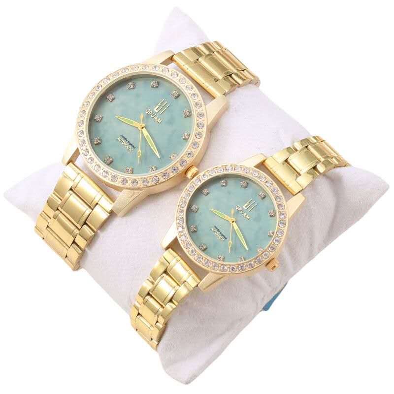 2 Pcs/Set Couples Wrist Watches Couples Waterproof Quartz Watches Stainless Steel Japan Movement Matching Set Elegant Luxury Ladies Mens Gift for Her Kenya Affordable Lovers Wristwatches