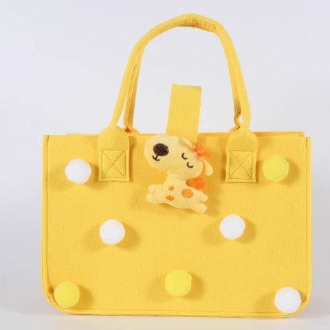 Adorable large-capacity felt tote bags (3 colors) with pom-poms & animal charms. Spacious, lightweight & stylish—perfect for Kenyan young ladies’ daily outings, shopping or casual use