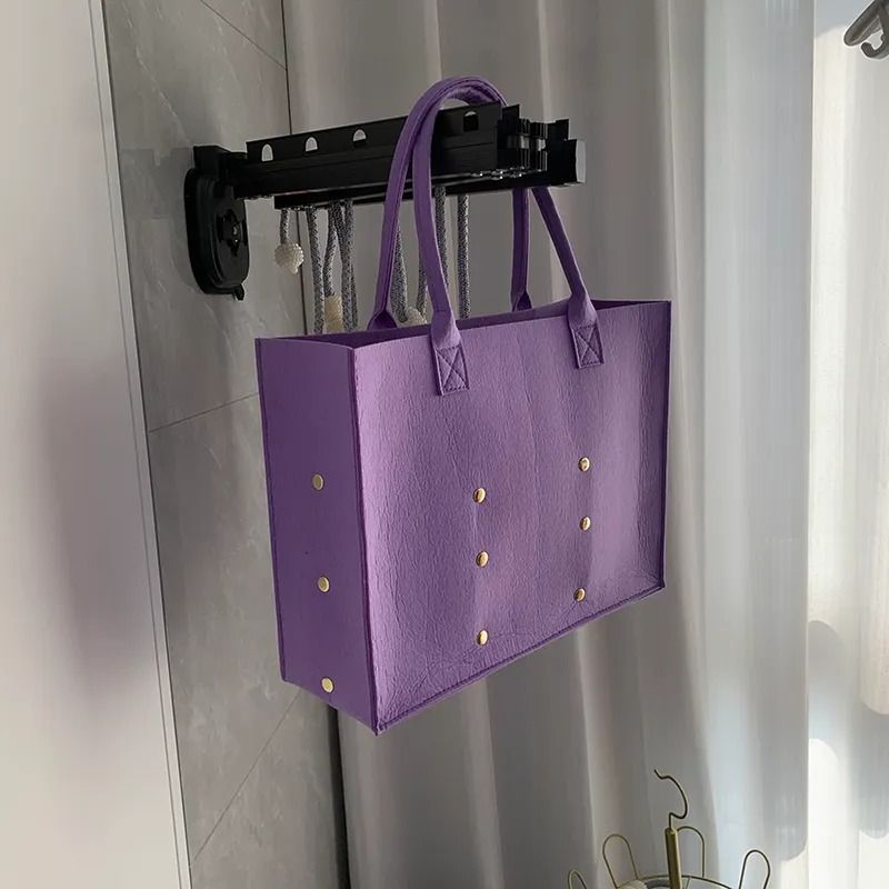 Stylish gray large-capacity felt tote bag with cute bear embroidery. Spacious, lightweight & durable—perfect for Kenyan young ladies’daily shopping, work or casual outings