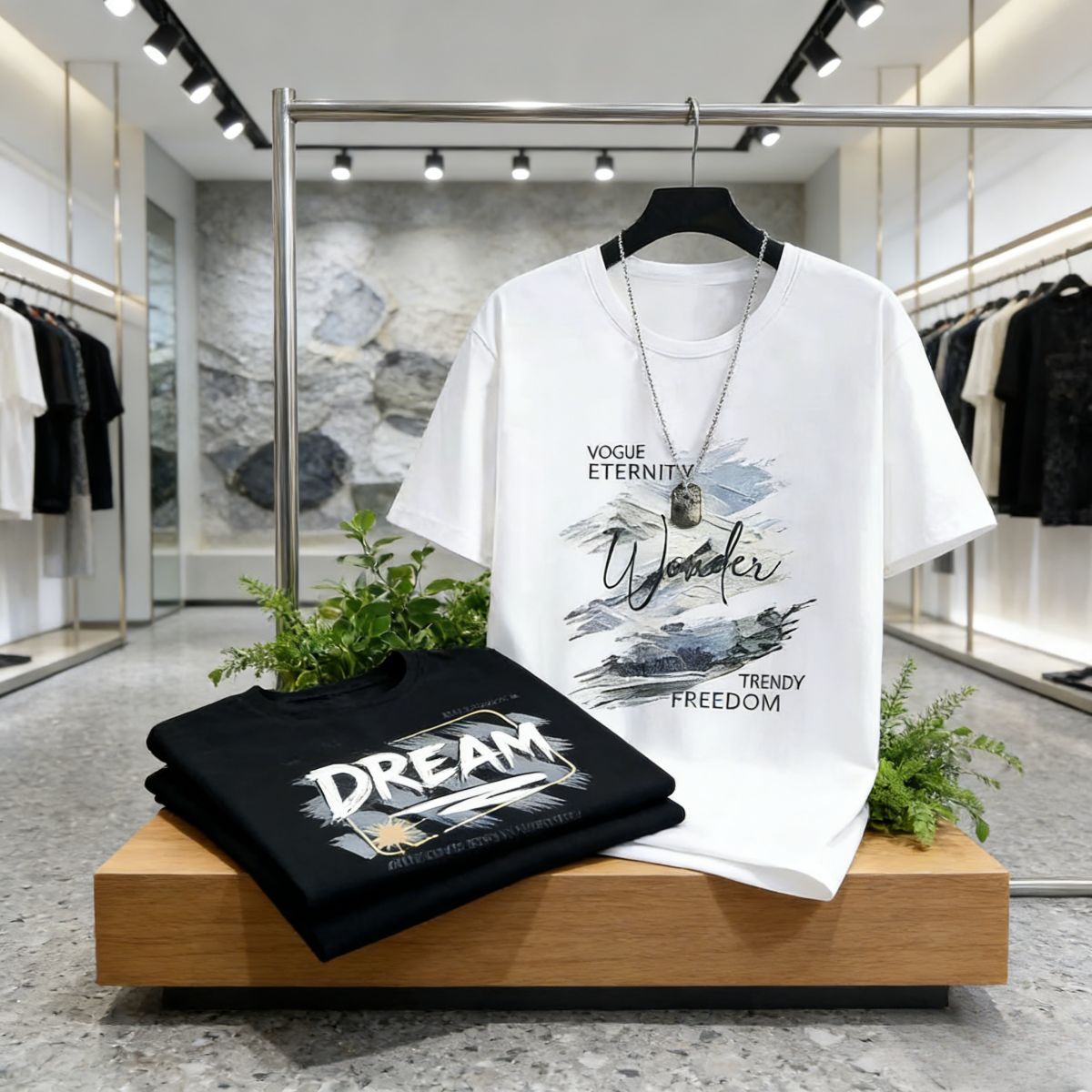 Buy 1 get 1 free: 2 oversized graphic T-shirts (white/black) with trendy text prints. Breathable, comfortable fabric—perfect for Kenyan young people’s daily, casual or street-style outfits