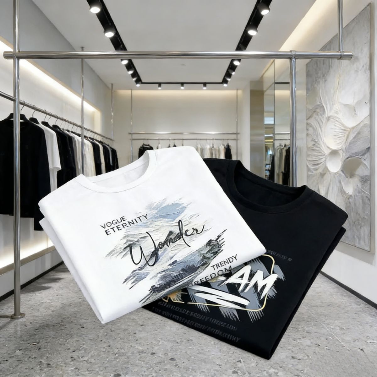 Buy 1 get 1 free: 2 oversized graphic T-shirts (white/black) with trendy text prints. Breathable, comfortable fabric—perfect for Kenyan young people’s daily, casual or street-style outfits