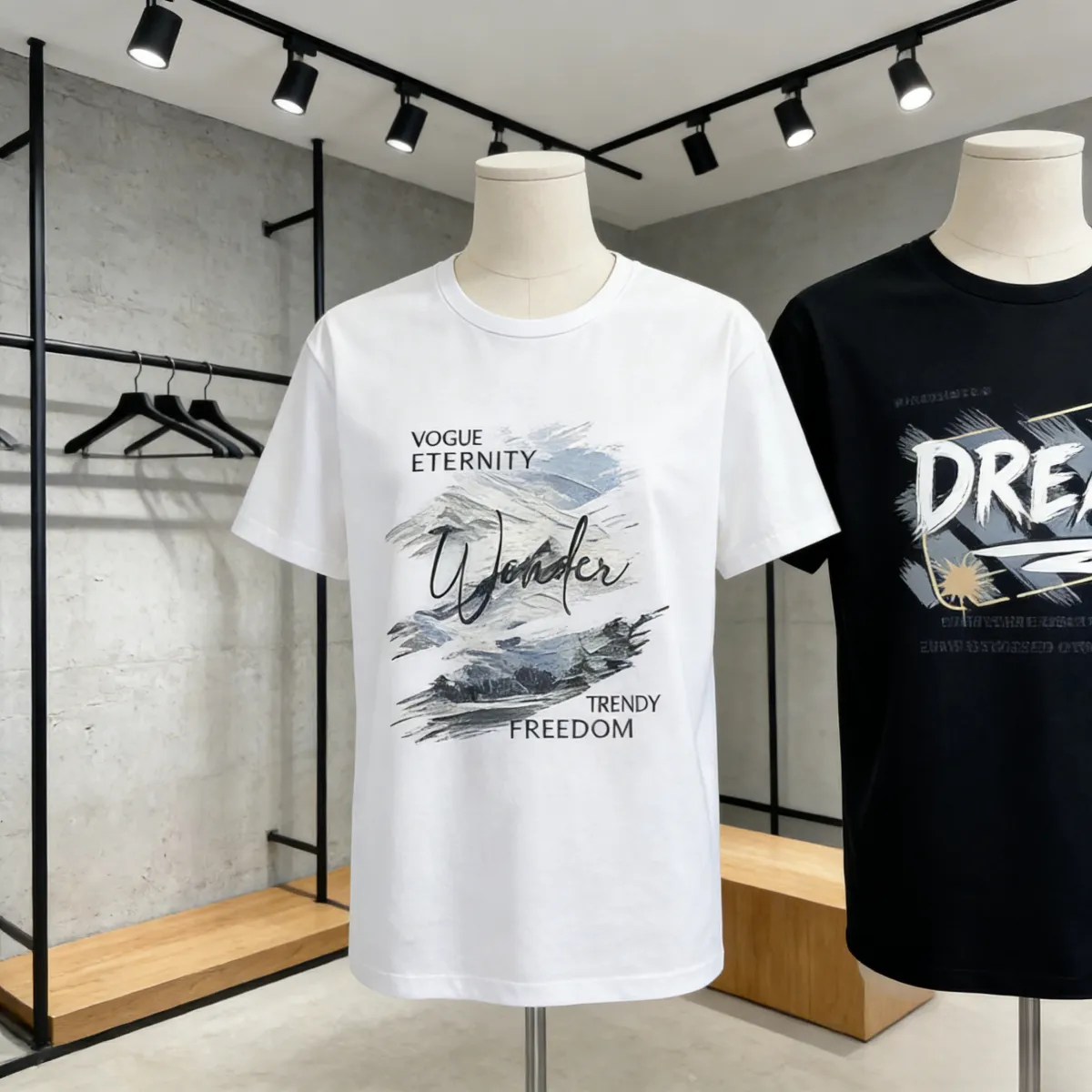 Buy 1 get 1 free: 2 oversized graphic T-shirts (white/black) with trendy text prints. Breathable, comfortable fabric—perfect for Kenyan young people’s daily, casual or street-style outfits