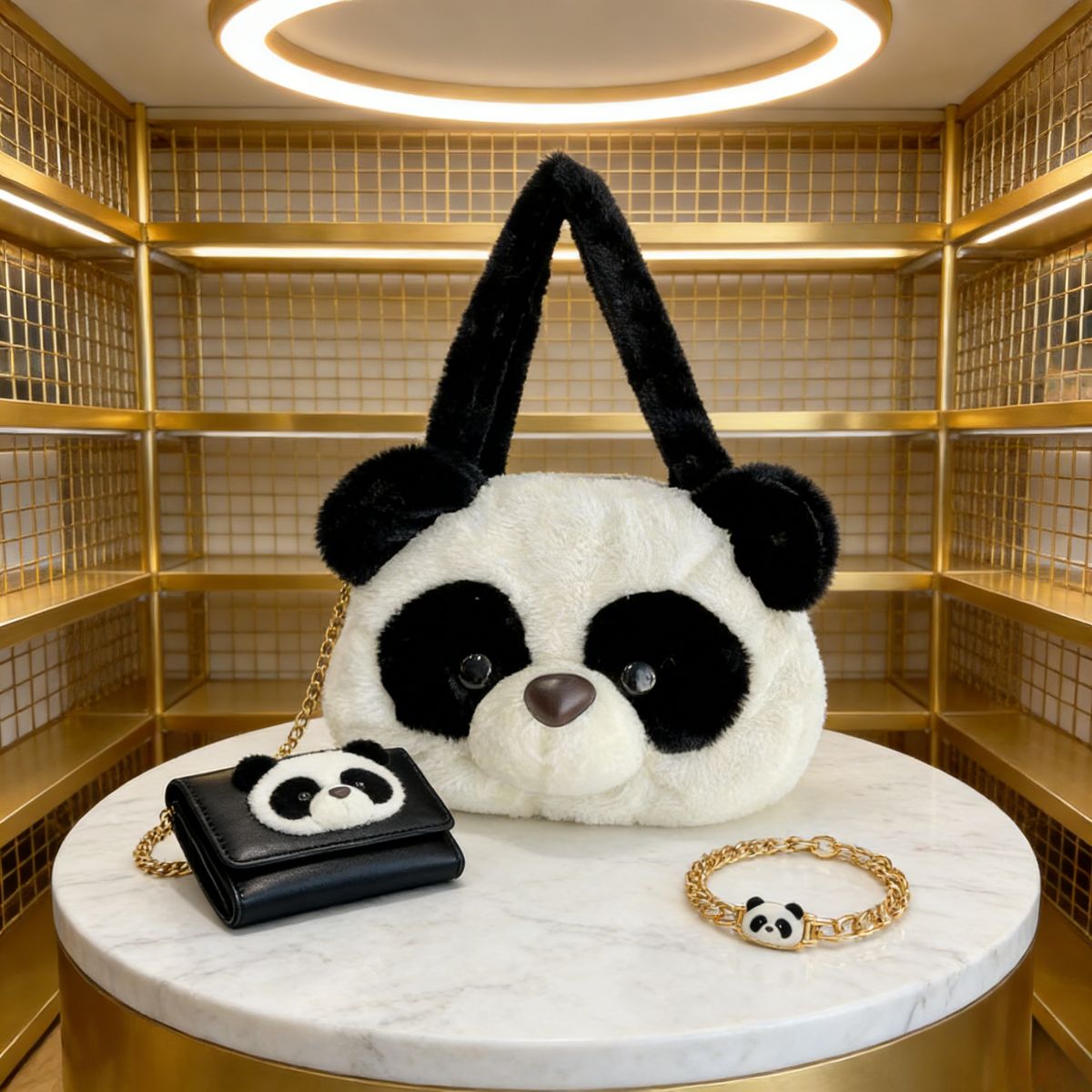 Trendy cute panda plush crossbody bag: soft stuffed design, single shoulder strap. Adorable, lightweight & stylish—perfect for Kenyan young ladies’ daily outings.