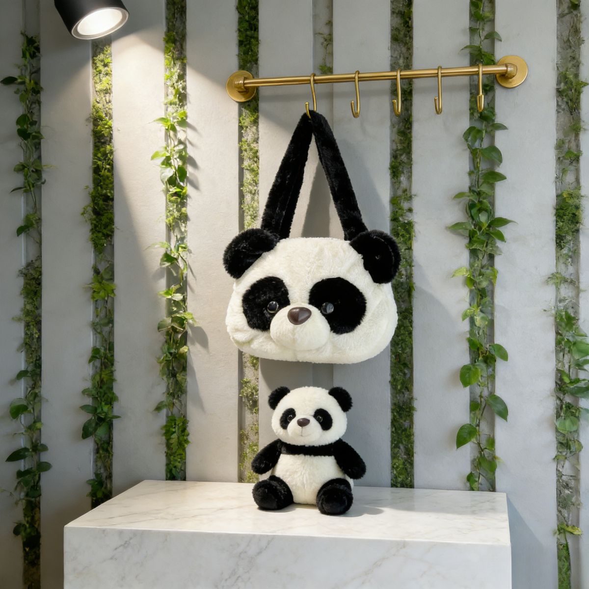 Trendy cute panda plush crossbody bag: soft stuffed design, single shoulder strap. Adorable, lightweight & stylish—perfect for Kenyan young ladies’ daily outings.