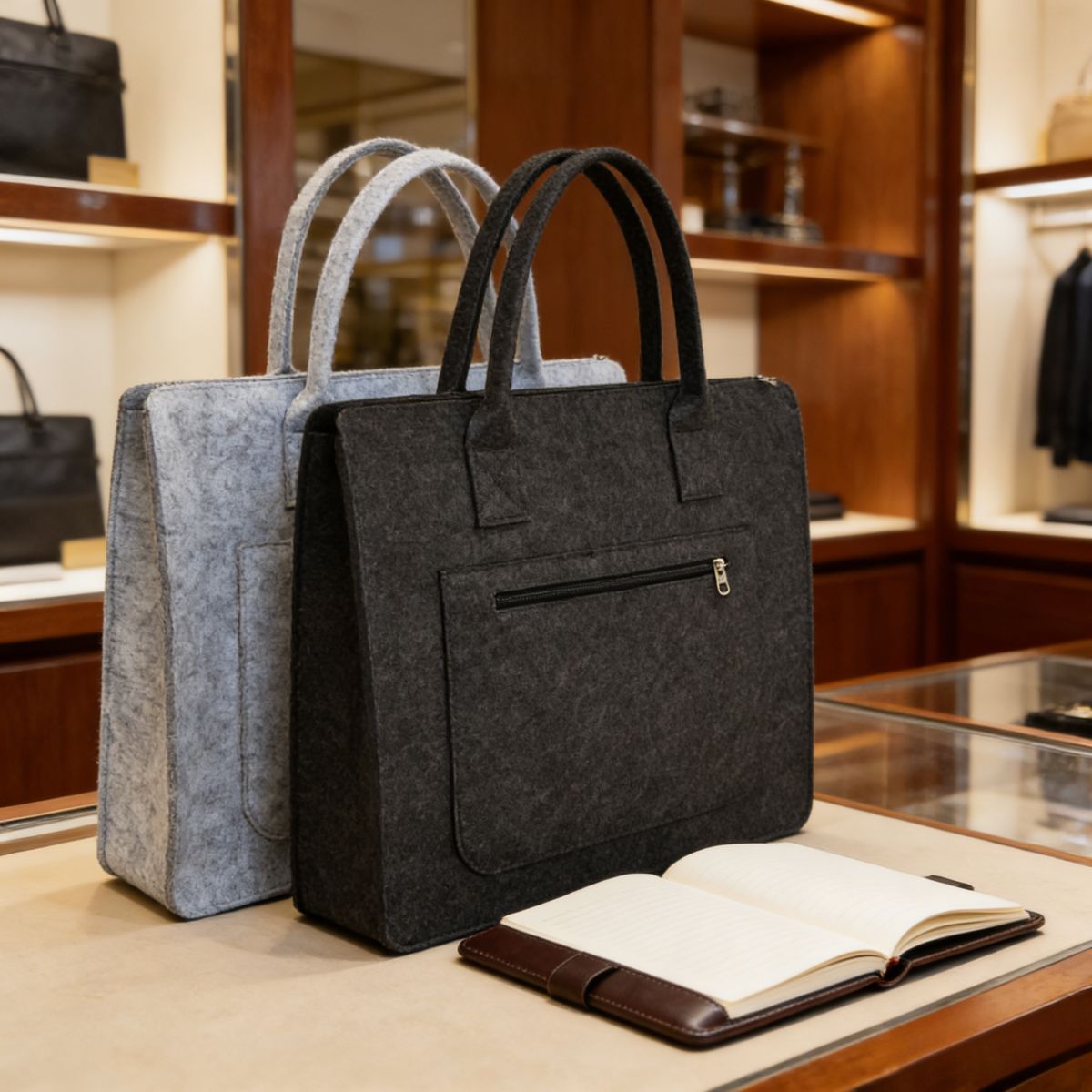 Trendy felt business tote bag: large-capacity for laptops, durable & stylish. Ideal for Kenyan young professionals’ work, commutes or business meetings.