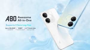 [Brand New] Itel A80 128GB+3GB 6.7" 120Hz Screen 4G Network Dual SIM Phone 50MP Camera 5000mAh Battery Fingerprint and Face Unlock Android 14 Fashion Smart Phones