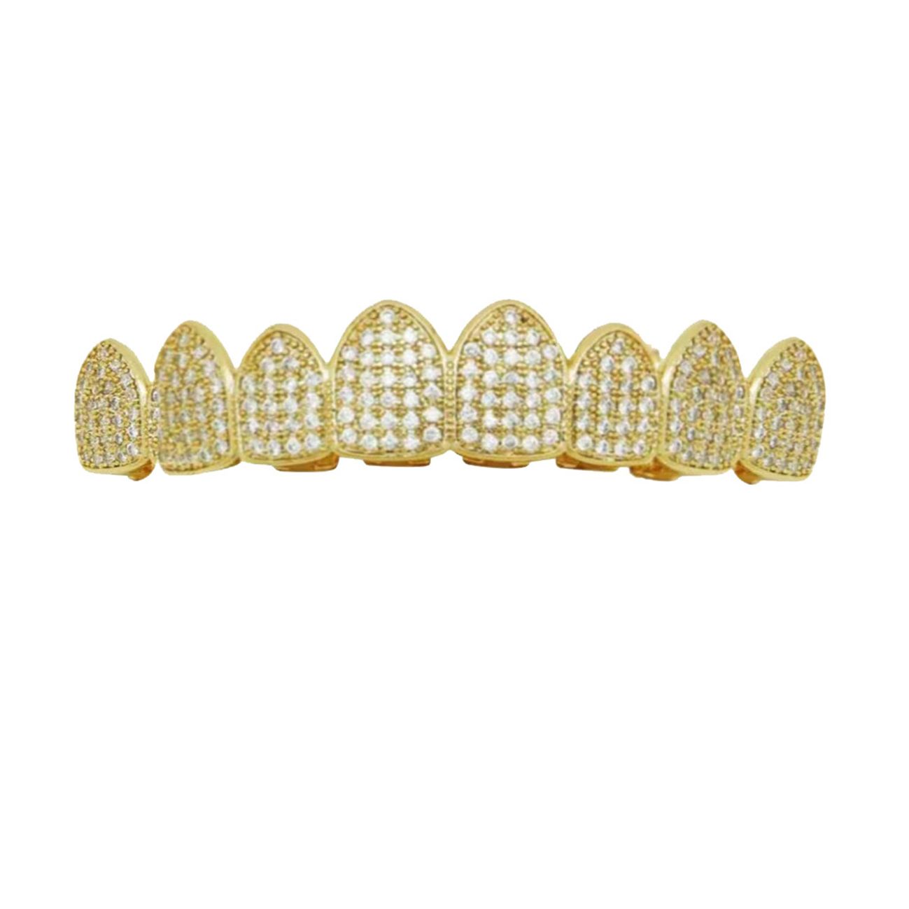 Luxurious gold-plated/silver-plated diamond-studded upper and lower grillz for men and women gold teeth silver teeth