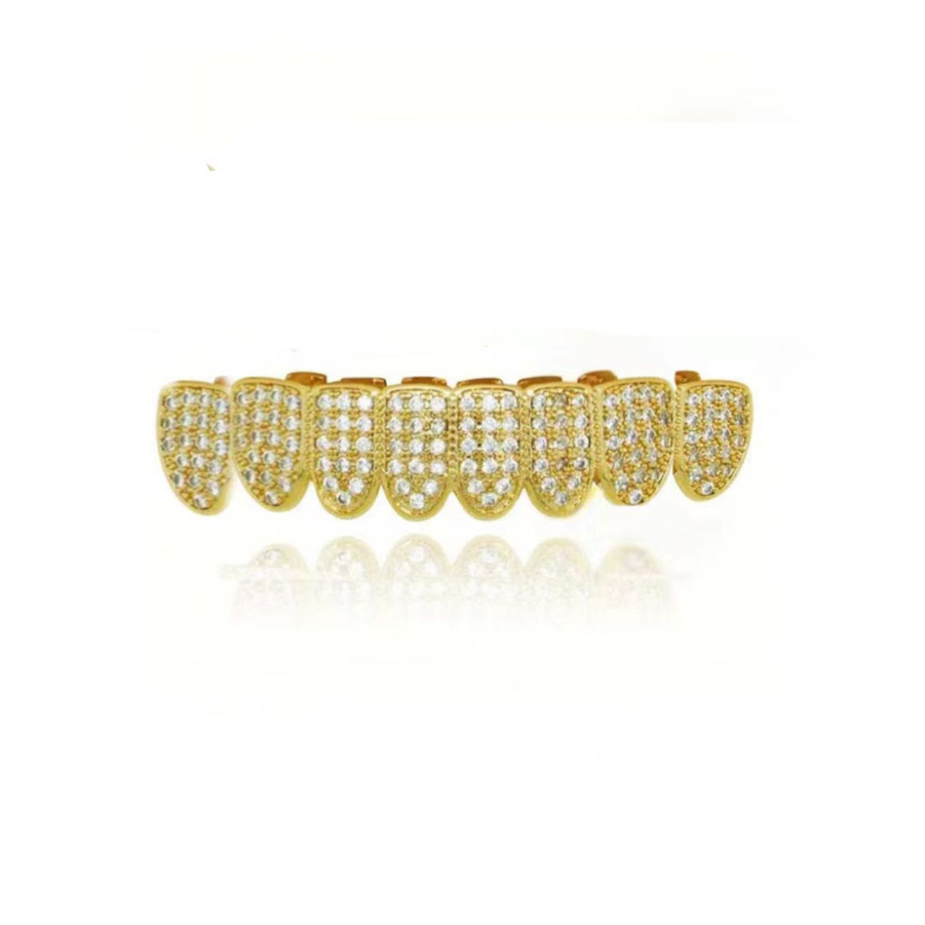 Luxurious gold-plated/silver-plated diamond-studded upper and lower grillz for men and women gold teeth silver teeth