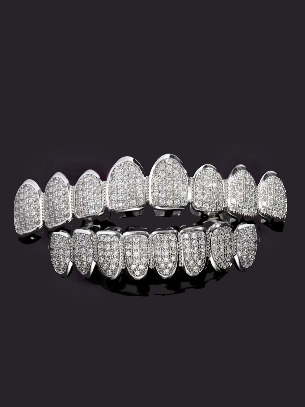 Luxurious gold-plated/silver-plated diamond-studded upper and lower grillz for men and women gold teeth silver teeth