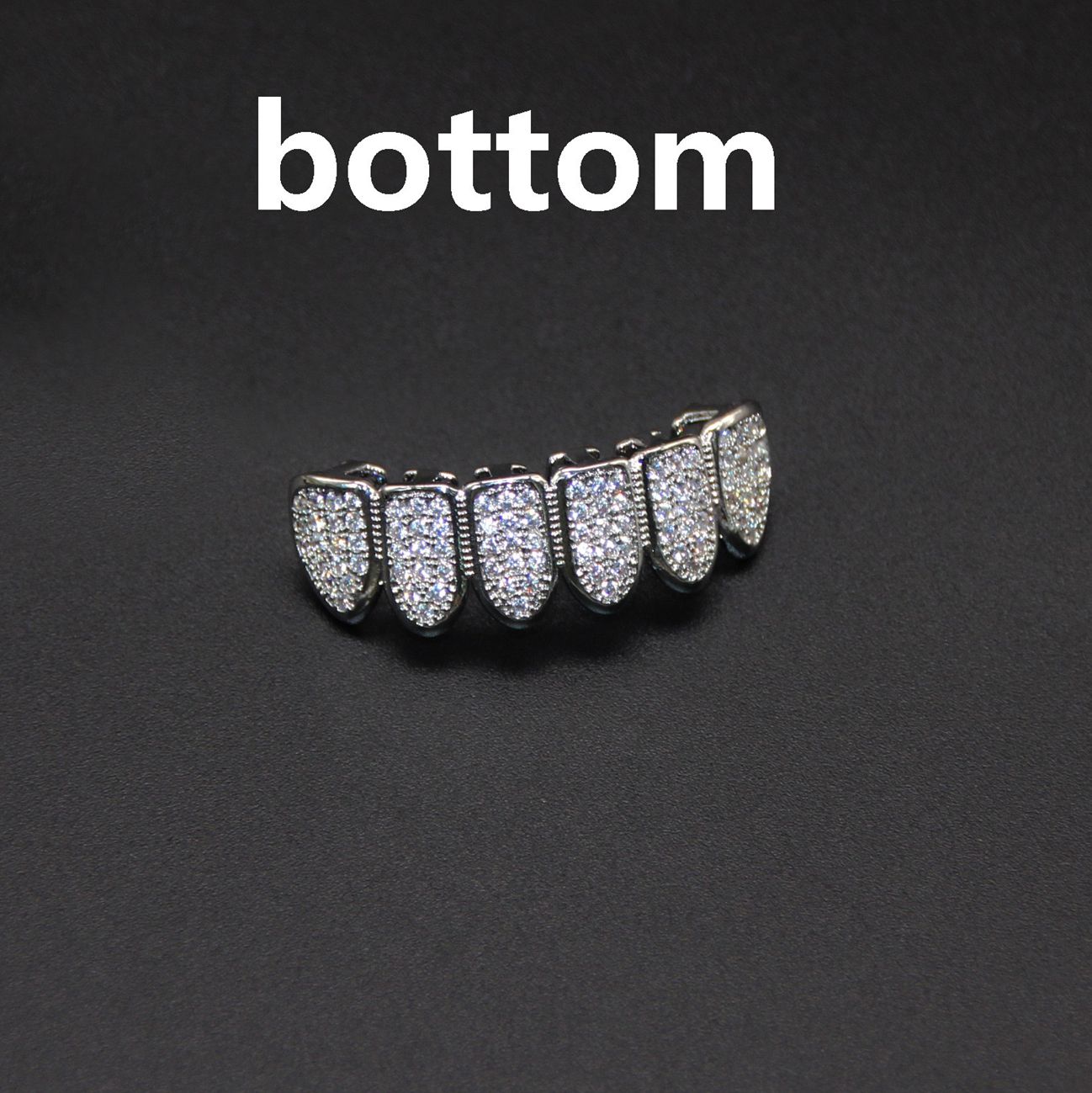 Luxurious gold-plated/silver-plated diamond-studded upper and lower grillz for men and women gold teeth silver teeth