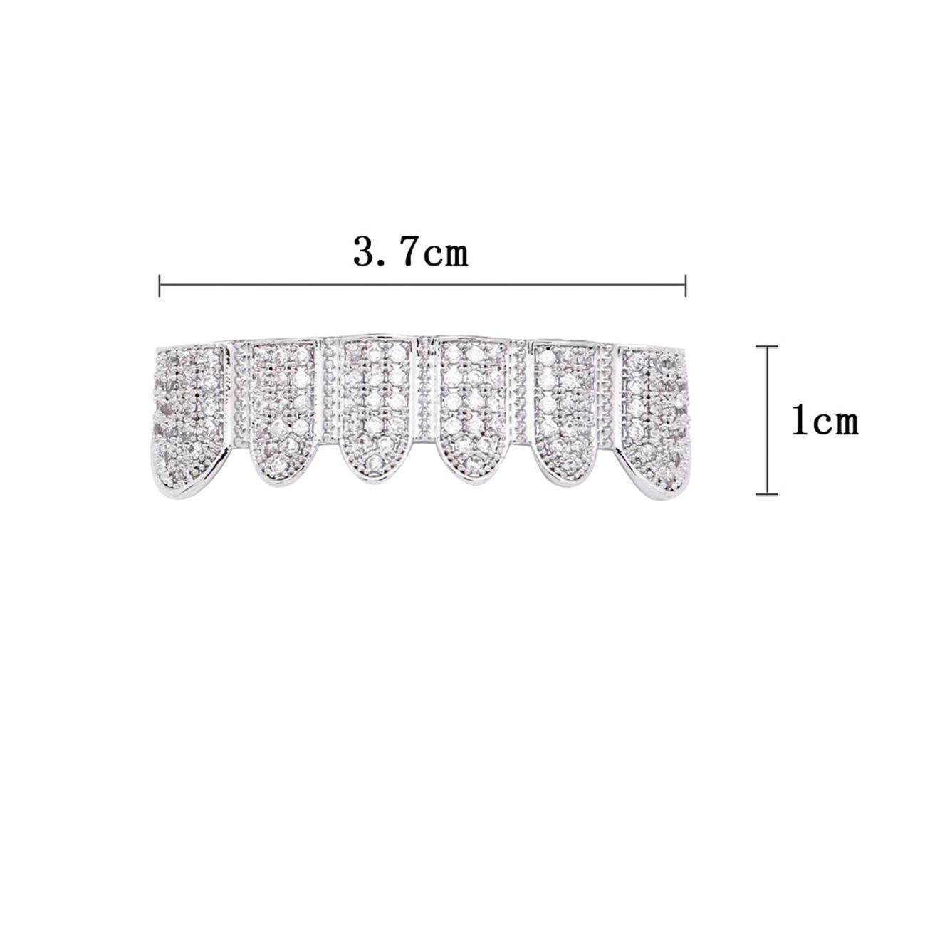Zircon grillz decoration hip-hop grillz single vertical diamond upper teeth + six-tooth lower teeth set gold teeth silver teeth unisex