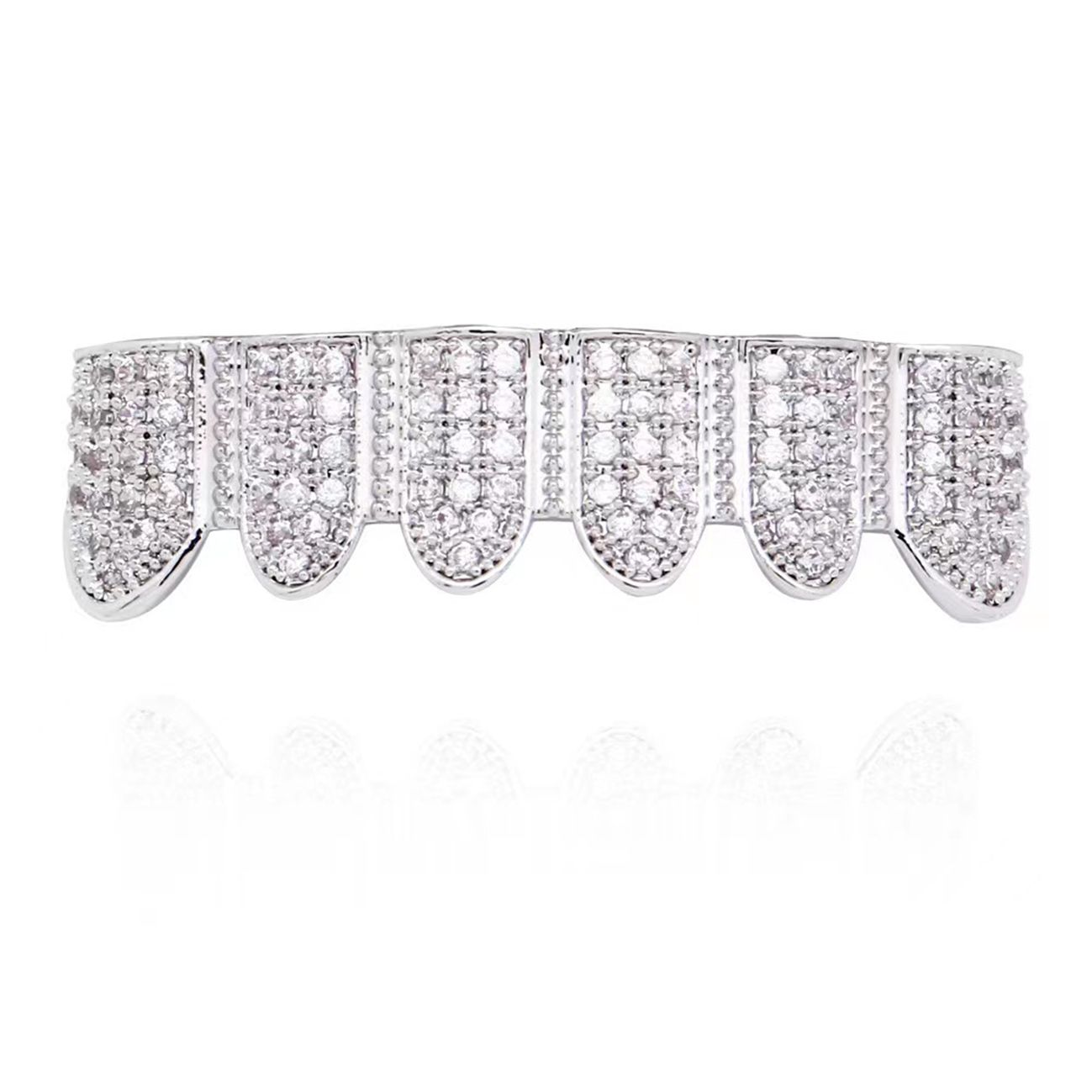 Zircon grillz decoration hip-hop grillz single vertical diamond upper teeth + six-tooth lower teeth set gold teeth silver teeth unisex