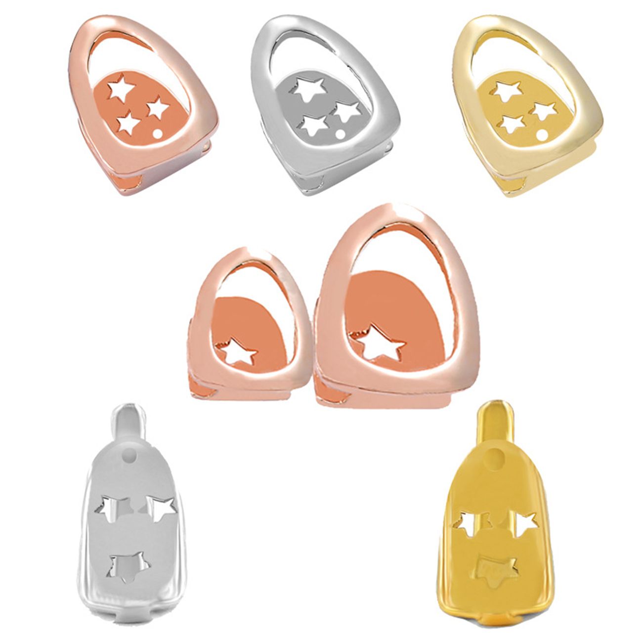 Elegant Gold-Plated Star Design Grillz Set Hip Hop Jewelry gold teeth sliver teeth rose gold teeth gold grillz silver grillz rose gold grillz 【grillz 6-piece set】