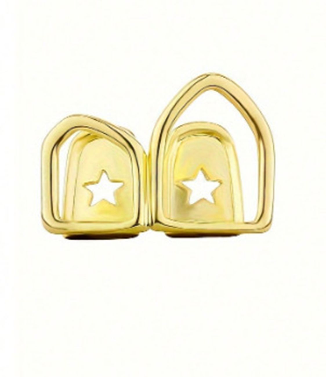 Shining Gold/Silver Two-Teeth Grillz Set with Star Design for Unisex