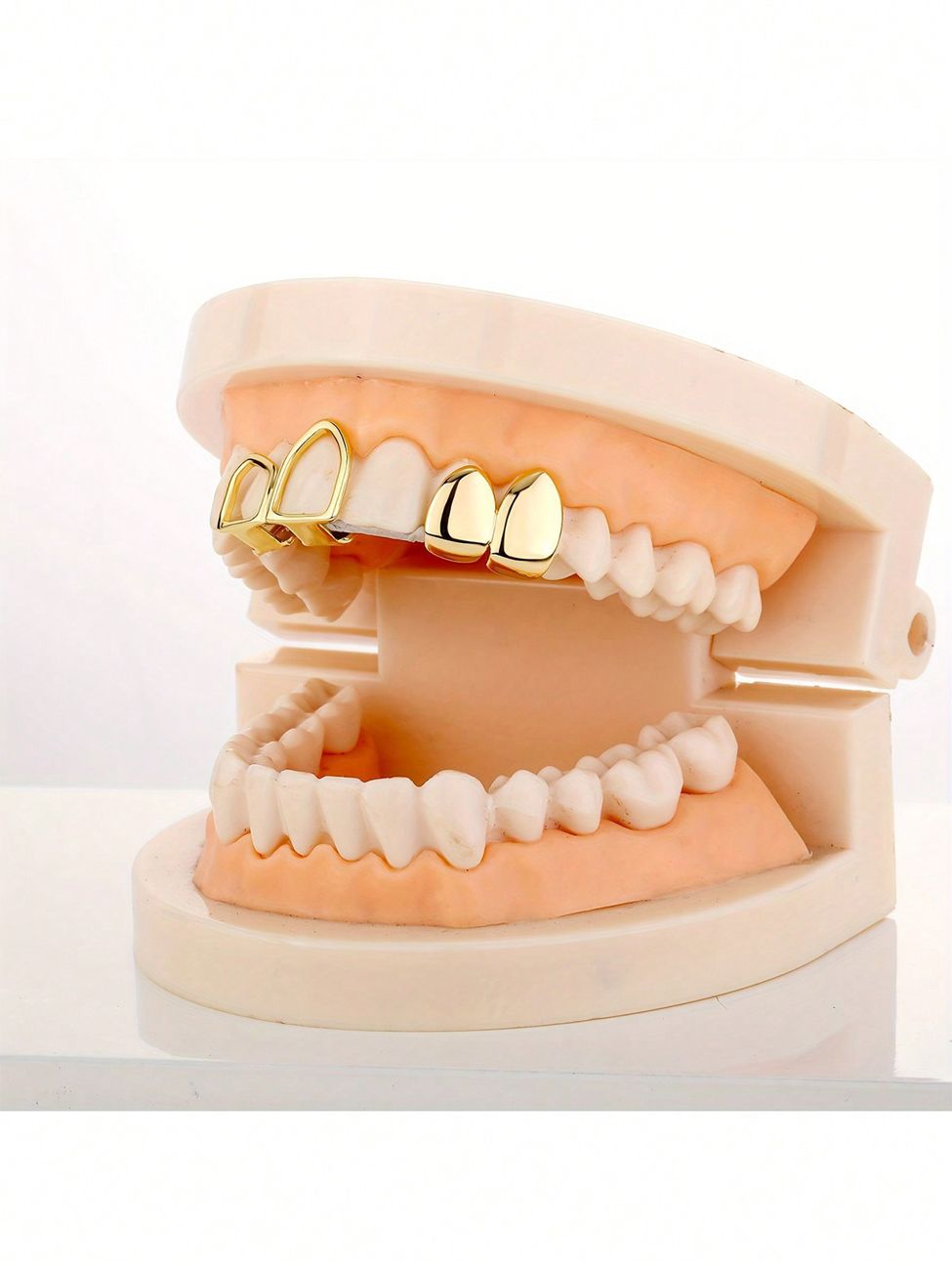 Shining Gold/Silver Two-Teeth Grillz Set with Star Design for Unisex