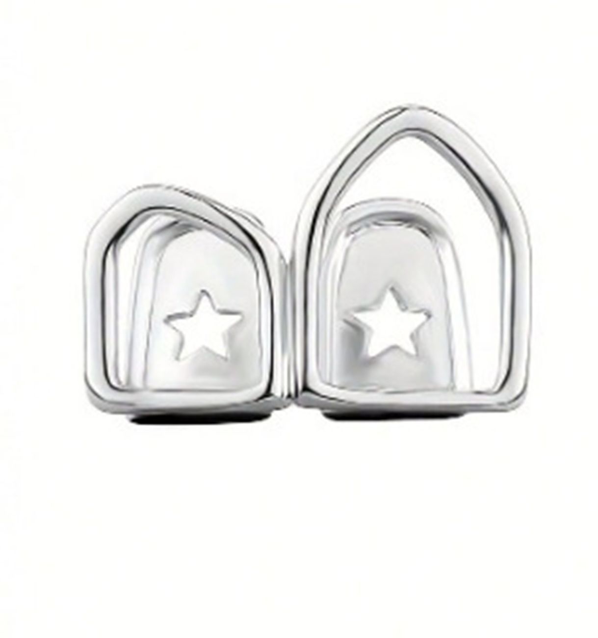 Shining Gold/Silver Two-Teeth Grillz Set with Star Design for Unisex