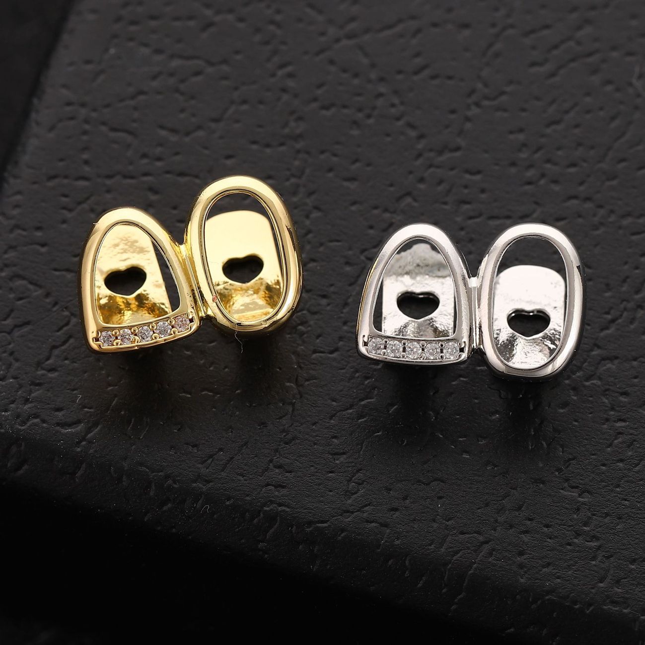 Micro-diamond personalized gold/silver grillz combination, gold teeth and silver teeth