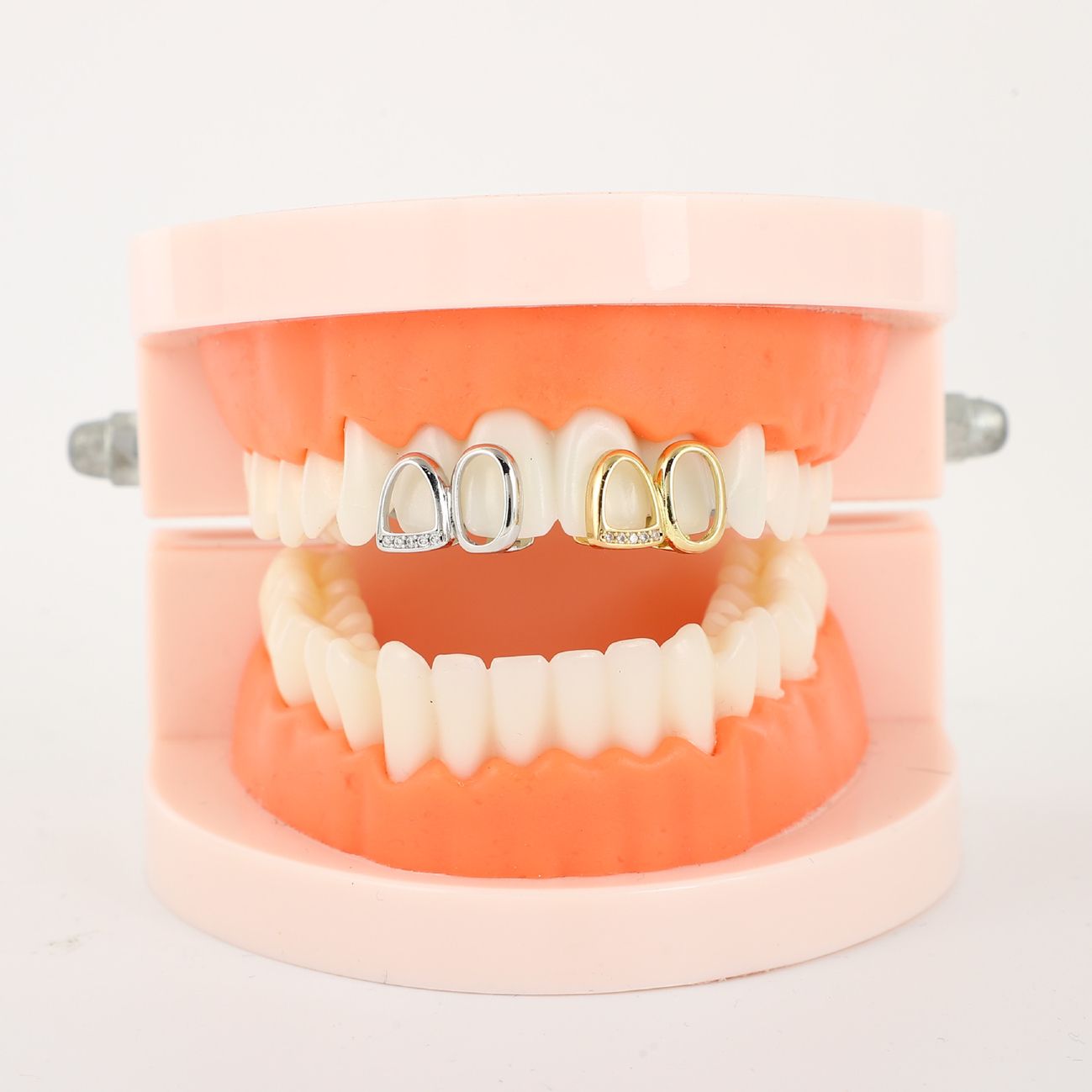 Micro-diamond personalized gold/silver grillz combination, gold teeth and silver teeth