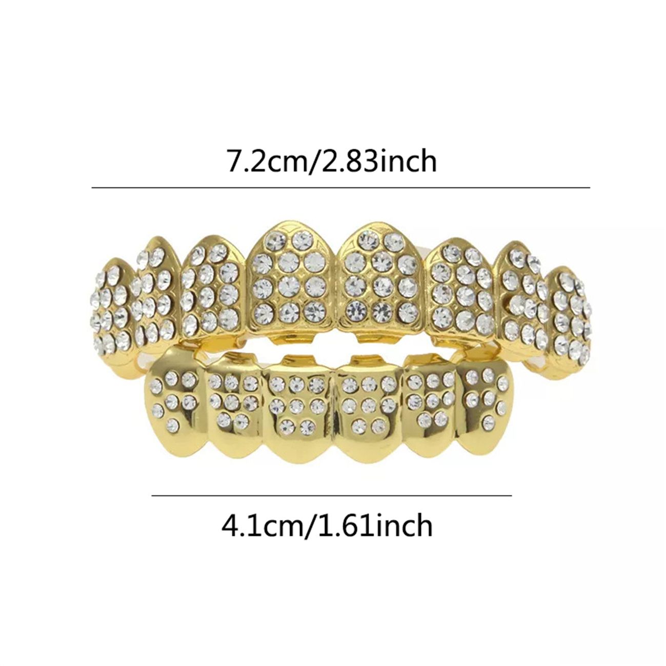 Dazzling Crystal Inlaid Grillz for Men & Women - Hip Hop Gold/Silver Iced Out Teeth Caps for Rappers | Bling Teeth Grills Jewelry