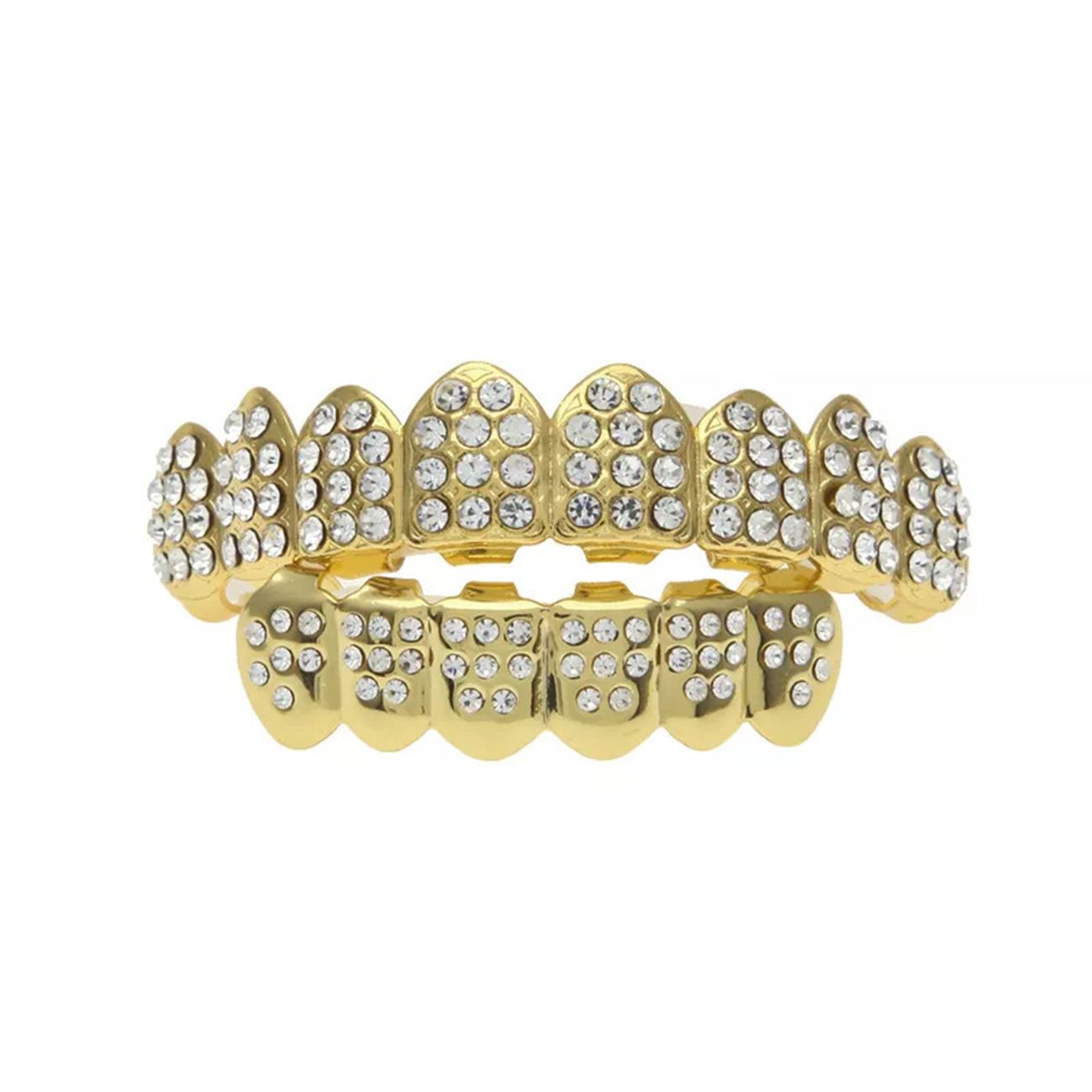 Dazzling Crystal Inlaid Grillz for Men & Women - Hip Hop Gold/Silver Iced Out Teeth Caps for Rappers | Bling Teeth Grills Jewelry