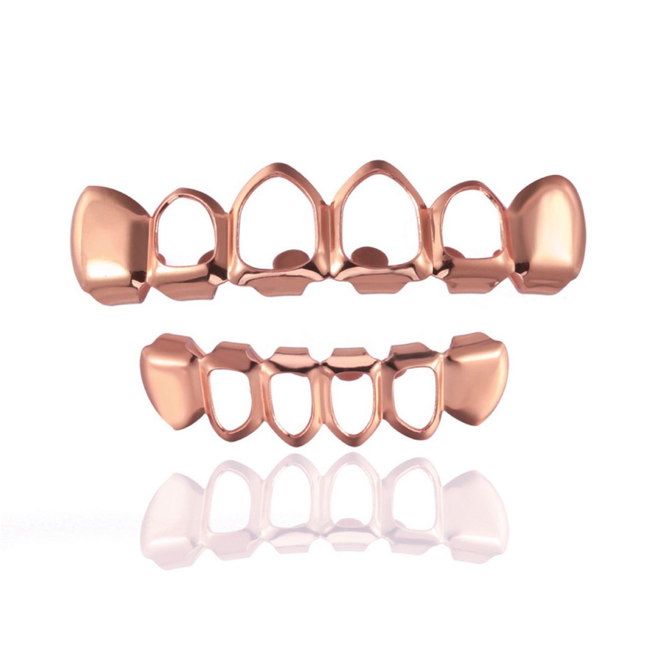 Flashy Metallic Iced Out Grillz for Men & Women - Gold Plated/Silver/Rose Gold Teeth Caps | Luxurious Hip Hop Party Mouth Jewelry for Custom Style