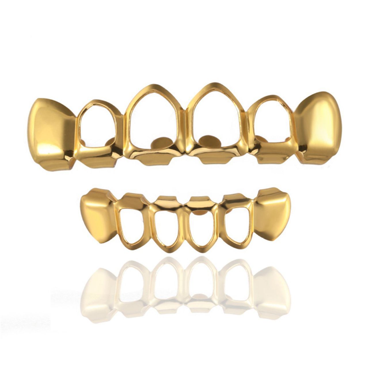 Flashy Metallic Iced Out Grillz for Men & Women - Gold Plated/Silver/Rose Gold Teeth Caps | Luxurious Hip Hop Party Mouth Jewelry for Custom Style