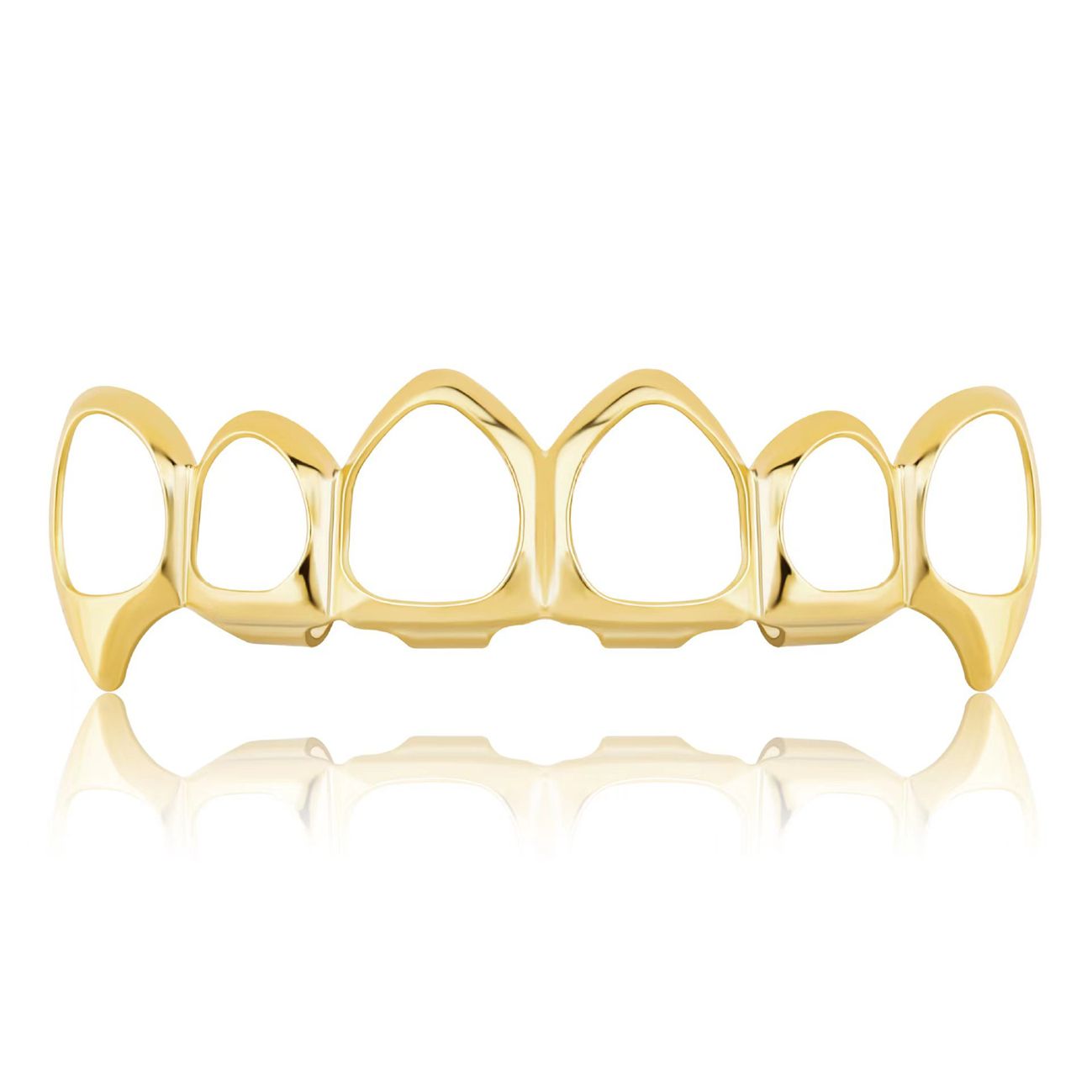 Decorative Hip Hop Gold/Silver-Plated Full Hollow Teeth Grillz Braces【for Men & Women with Urban Street Style】- gold teeth silver teeth