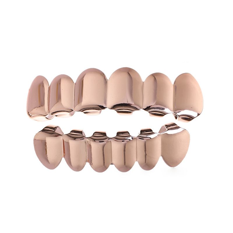 Shiny Gold Plated Top & Bottom Fang Grillz for Hip Hop Fashion Party Wear 【for Men and Women】gold teeth silver teeth gold grillz silver grillz
