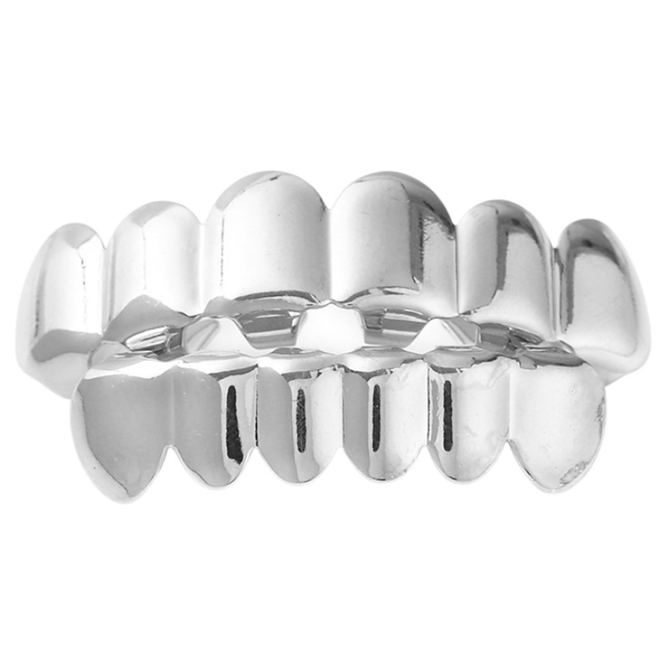 Shiny Gold Plated Top & Bottom Fang Grillz for Hip Hop Fashion Party Wear 【for Men and Women】gold teeth silver teeth gold grillz silver grillz