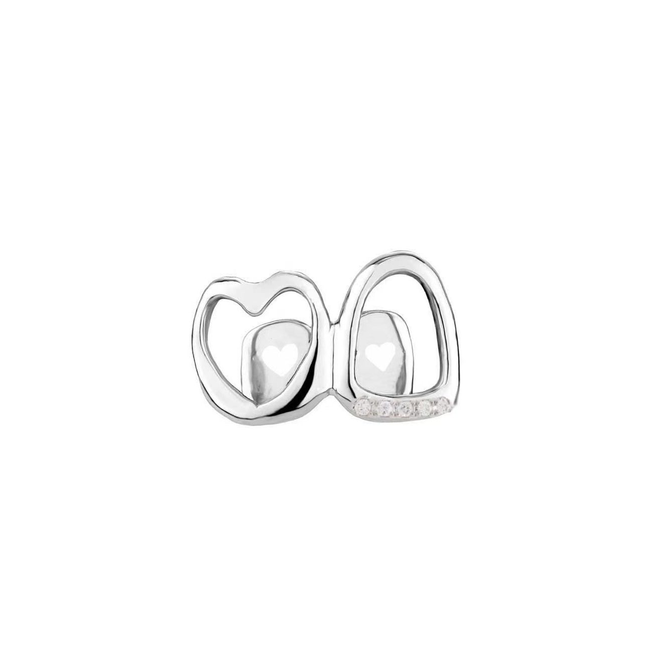 Adorable Shiny Gold & Silver Heart Cutout Diamond Accent Grillz【for Women & Teens on Special Occasions】