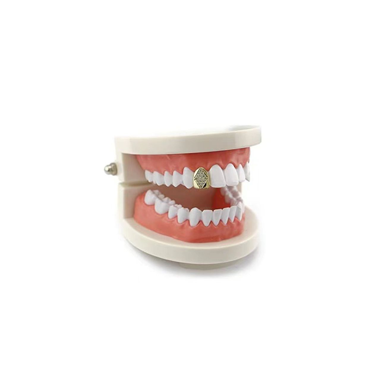 Shiny Cubic Zirconia Inlaid Hip Hop Gold/Silver Single Tooth Grillz [For Men/Women/Unisex/Party]