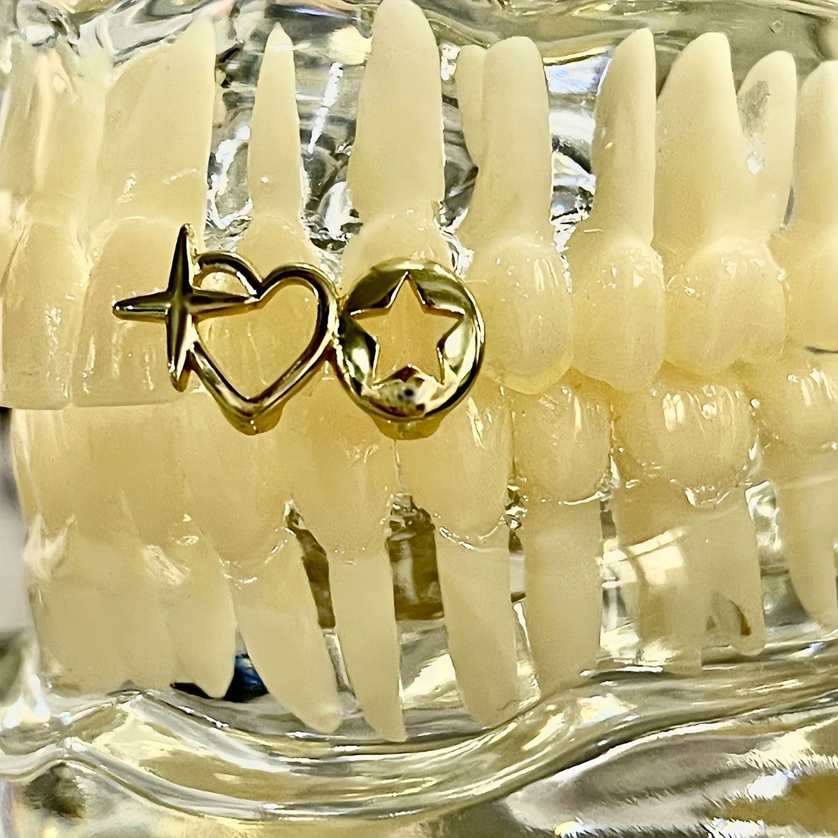 Unique Gold Silver Heart Star Design Grillz for Hip Hop Style
